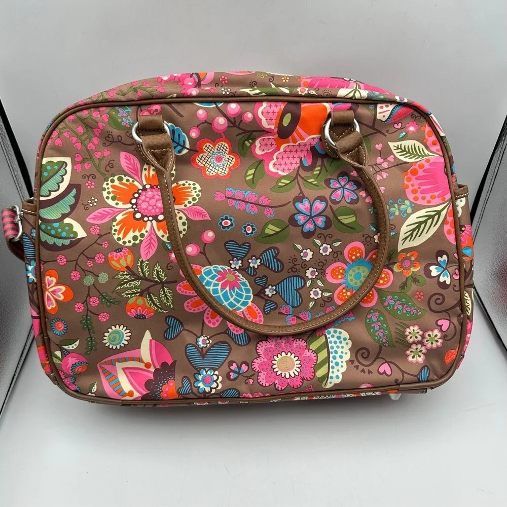 Oilily Carry All Floral Paisley Laptop Travel Bag Wood Brown OCB2203-8100 NWT